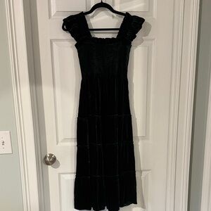 Hill House Dark Green Velvet Midi Dress